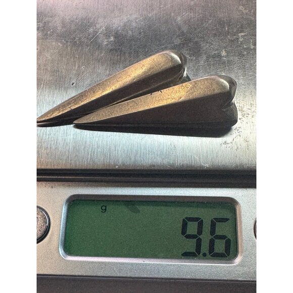 Estate Sterling Silver 925 Elongated Heart Stud Earrings 1.6" EZ Push Backs - Picture 9 of 9